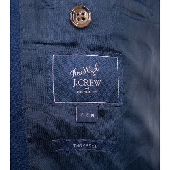 J Crew Thompson Blazer Men's 44R Navy Blue Flex Wool Cotton Sport Coat 2-Button - Picture 10 of 13